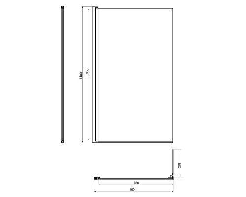 Шторка на ванну Damixa Skyline 80х140 DX35WBS-D7W1-150MT профиль Хром стекло прозрачное
