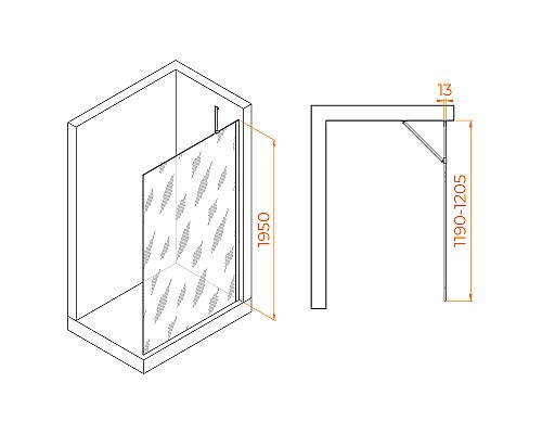 Душевая перегородка RGW Walk In WA-110W 120 351011012-15 профиль Белый стекло прозрачное