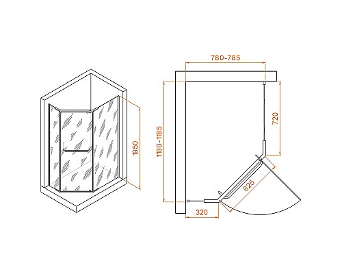 Душевой уголок RGW Passage PA-091 120x80 35089182-11 профиль Хром стекло прозрачное
