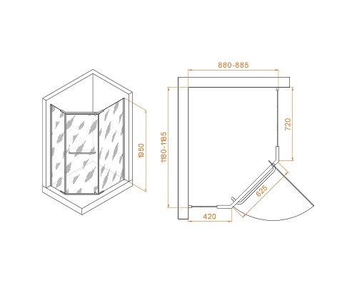 Душевой уголок RGW Passage PA-091B 120x90 35089192-14 профиль Черный стекло прозрачное