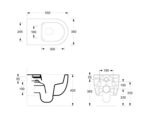 Унитаз Alice Unica 32240101 подвесной Белый глянцевый без сиденья
