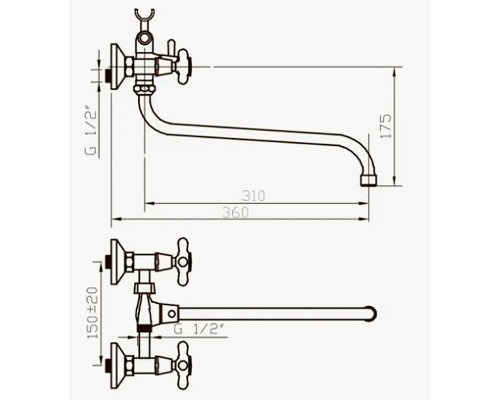 Смеситель для ванны D-Lin D140810 универсальный Хром