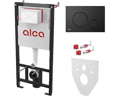 Инсталляция Alcaplast AM101/1120-4:1 RU M678-0001 для унитаза с Черной матовой клавишей смыва