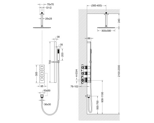 Душевая система Timo Selene SX-2229/03SM с термостатом Черная матовая