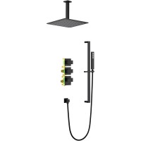 Душевая система Timo Selene SX-2229/03SM с термостатом Черная матовая