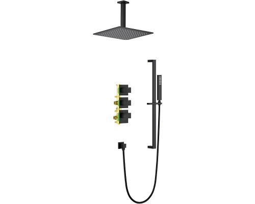 Душевая система Timo Selene SX-2229/03SM с термостатом Черная матовая