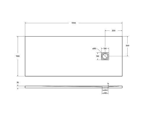 Душевой поддон из искусственного камня BelBagno Uno 170x70 TRAY-MR-UNO-AH-170/70-35-W Белый