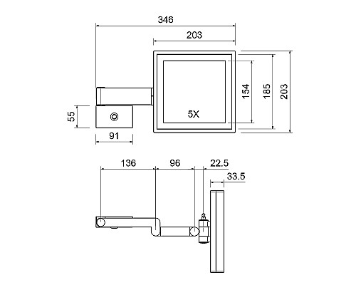 Косметическое зеркало Timo Selene 10076/00 с подсветкой Хром