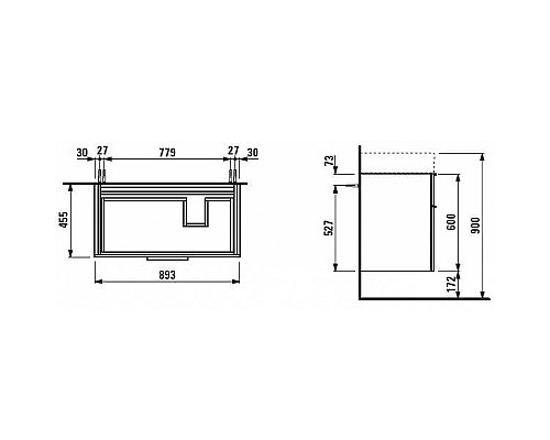 Тумба под раковину Laufen Kartell 90 4.0760.2.033.635.1 подвесная Оранжевая глянцевая