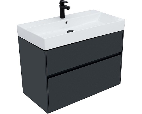 Тумба под раковину Aquanet Бруклин 85 310142 подвесная Антрацит матовый