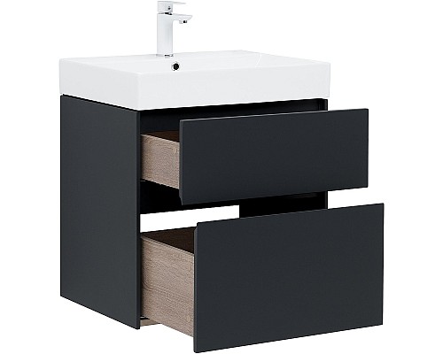 Тумба с раковиной Aquanet Бруклин 60 312875 подвесная Антрацит матовый
