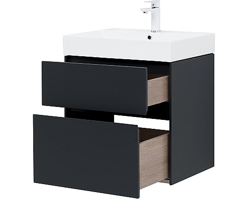 Тумба с раковиной Aquanet Бруклин 60 312875 подвесная Антрацит матовый