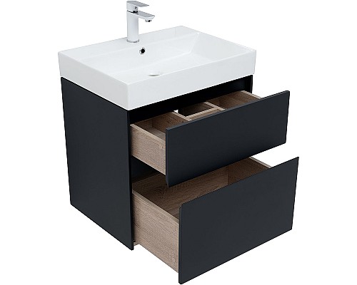 Тумба с раковиной Aquanet Бруклин 60 312875 подвесная Антрацит матовый