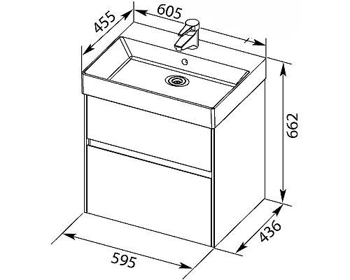 Тумба с раковиной Aquanet Бруклин 60 312875 подвесная Антрацит матовый