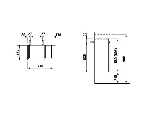 Тумба под раковину Laufen Pro 48 L 4.8300.1.095.479.1 подвесная Светлый дуб