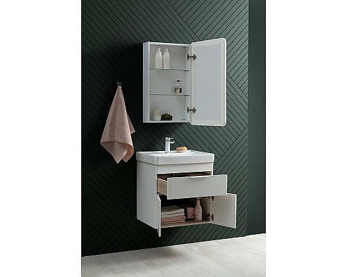 Тумба под раковину Aquanet Ирис new 50 310147 подвесная Белый глянец