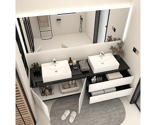 Тумба с раковиной Orans BC-6023-1800 180 60231800 подвесная Белая глянцевая