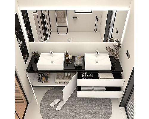 Тумба с раковиной Orans BC-6023-1800 180 60231800 подвесная Белая глянцевая