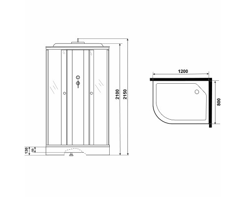 Душевая кабина Niagara Eco 120x80 R E120/80/13R/MT без гидромассажа