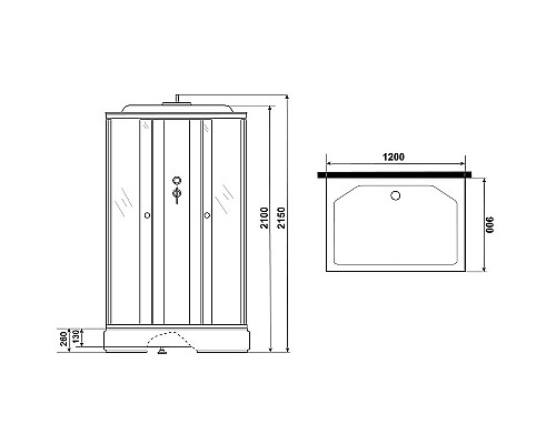 Душевая кабина Niagara Promo 120x90 P120/90/26Q/MT без гидромассажа