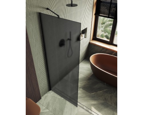 Душевая перегородка Maybah Glass MGD-704-6ш 690x1950 в широком профиле Черный стекло графитовое матовое