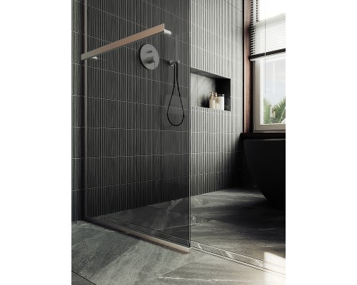 Душевая перегородка Maybah Glass MGD-723-5у 690x1950 в узком профиле Хром матовый стекло графитовое