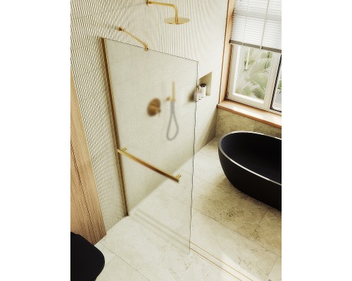 Душевая перегородка Maybah Glass MGD-725-3ш 690x1950 в широком профиле Золото стекло сатиновое