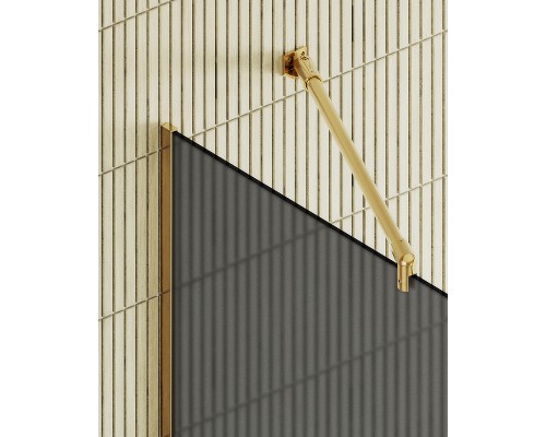Душевая перегородка Maybah Glass 1090x1950 в узком профиле Золото стекло графитовое матовое
