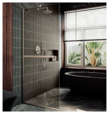 Душевая перегородка Maybah Glass 1090x1950 в узком профиле Хром матовый стекло бронзовое