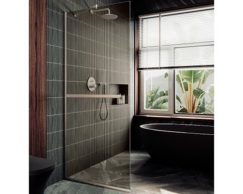 Душевая перегородка Maybah Glass MGD-709-5у 1090x1950 в узком профиле Хром матовый стекло бронзовое