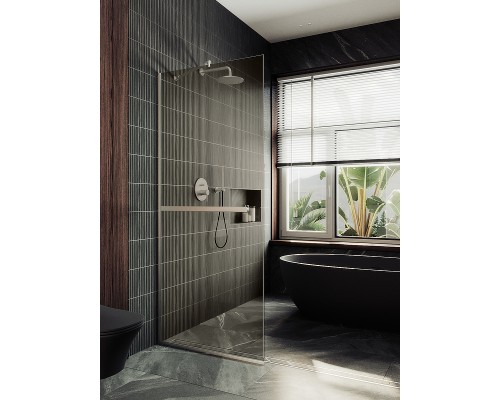 Душевая перегородка Maybah Glass MGD-709-5у 1090x1950 в узком профиле Хром матовый стекло бронзовое