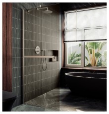 Душевая перегородка Maybah Glass 1090x1950 в широком профиле Хром матовый стекло бронзовое