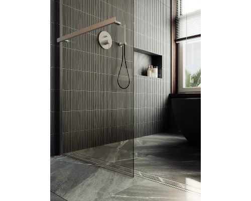 Душевая перегородка Maybah Glass 1090x1950 в широком профиле Хром матовый стекло бронзовое
