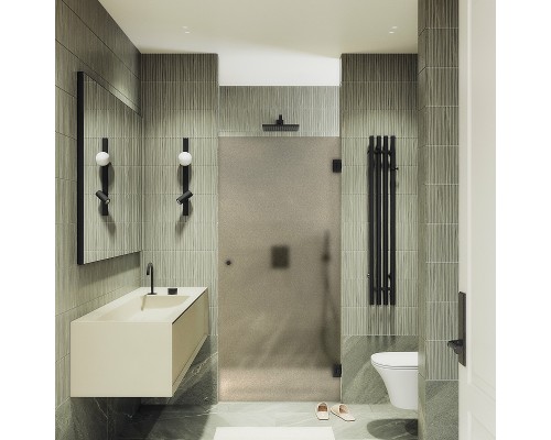 Душевая дверь Maybah Glass MGD-526-6 905x1950 на петлях Черный стекло бронзовое матовое