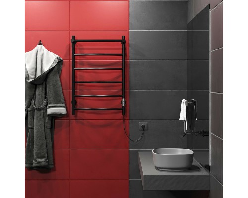 Электрический полотенцесушитель Aringa Берген 80x50 AR03007BL с полкой Черный