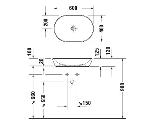 Раковина-чаша Duravit D-Neo 60 2372601370 Антрацит матовый