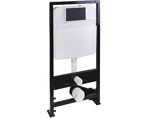 Комплект унитаза с инсталляцией SantiLine SL-5027MB+SL-04 с сиденьем Микролифт и Черной матовой клавишей смыва