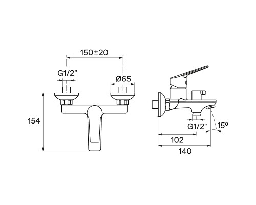 Смеситель для ванны Santek Венга WH5A10003C001 Хром