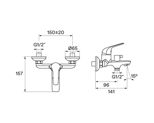Смеситель для ванны Santek Нико WH5A10005C001 Хром