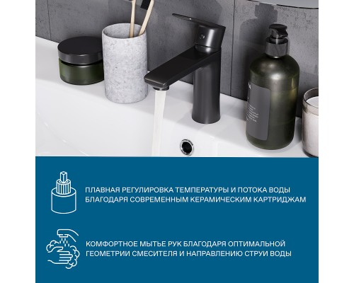 Смеситель для раковины Santek Арма Черный матовый
