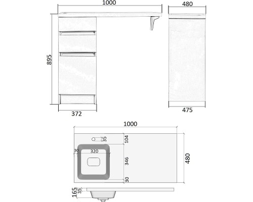 Тумба с раковиной Orange Sistema 100 L ST-40TUW+RAL Белая глянцевая