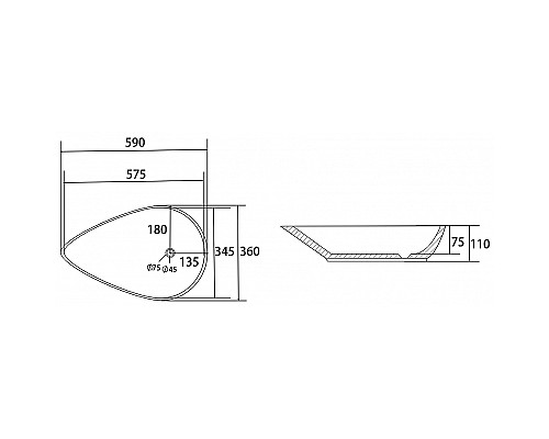 Раковина-чаша Abber Bequem 59 AC2117MB Черная матовая