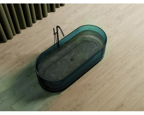 Ванна из полиэфирной смолы Abber Kristall 170х75 AT9708Aquamarin Бирюзовая без гидромассажа