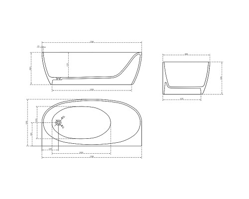 Карбоновая ванна Abber Karbon 170x80 Черная без гидромассажа