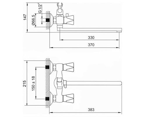 Смеситель для ванны Aringa Арно AR02025CH универсальный Хром