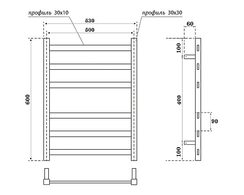 Водяной полотенцесушитель Point Меркурий PN83156W П6 500x600 Белый Водяной полотенцесушитель Point Меркурий PN83156W П6 500x600 Белый