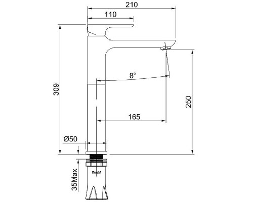 Смеситель для раковины Raglo R03.15.06 Черный матовый