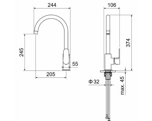 Смеситель для кухни Aquatek Оберон AQ1282MB Черный матовый