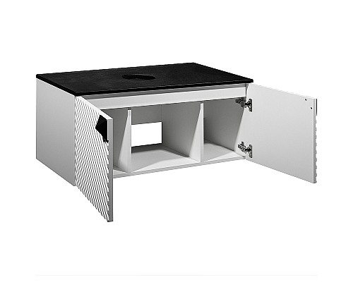 Тумба под раковину Runo Андорра 85 00-00002018 подвесная Белая матовая Черная