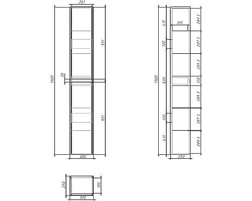 Шкаф пенал Dreja Slim 30 99.0406 подвесной Белый глянец